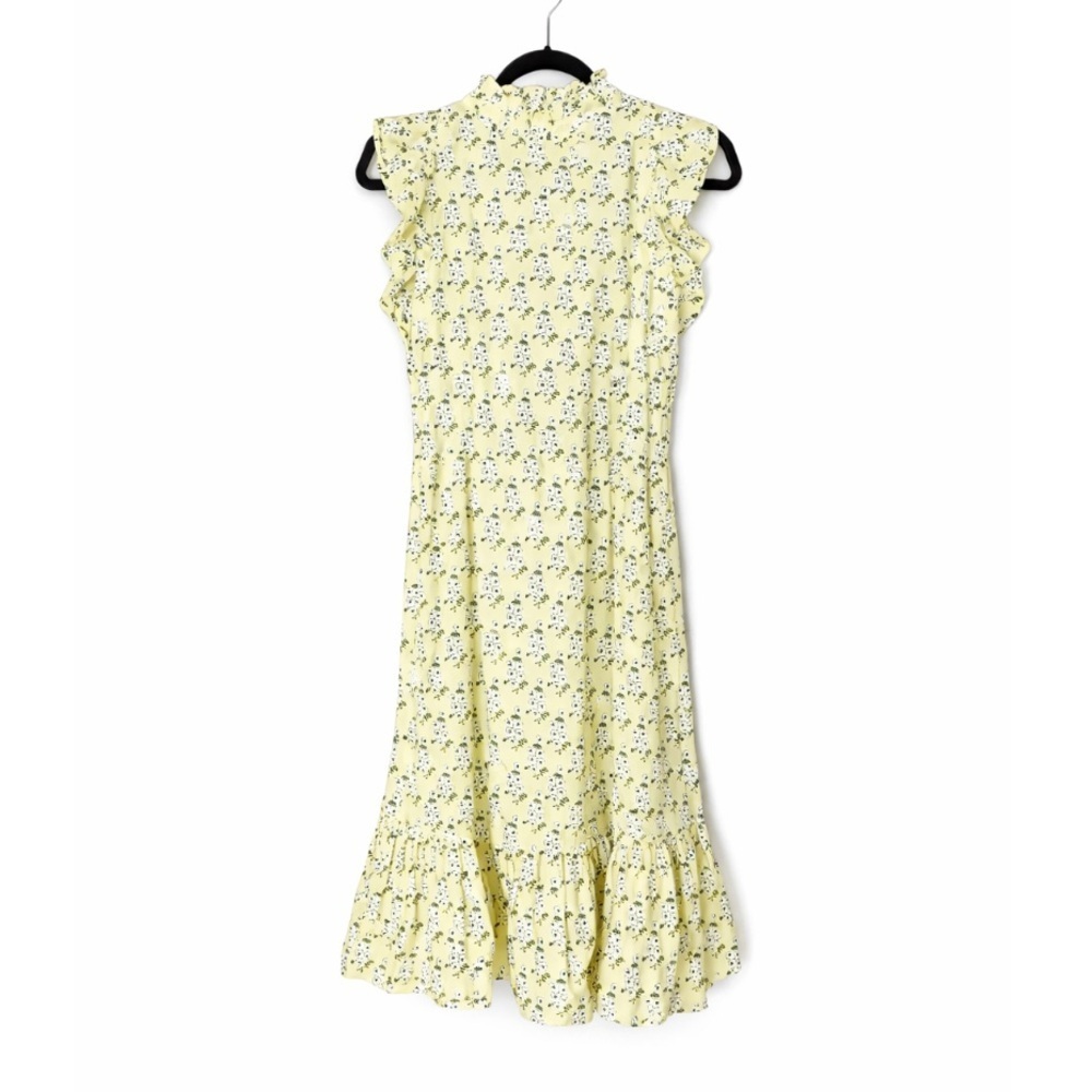 BANJANAN Dress Mini Ruffle Babydoll Floral yellow cotton pockets
